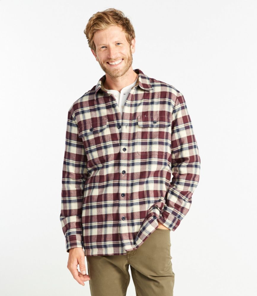 Men's Fleece-Lined Flannel Shirt, Traditional Fit, Allspice, small image number 2