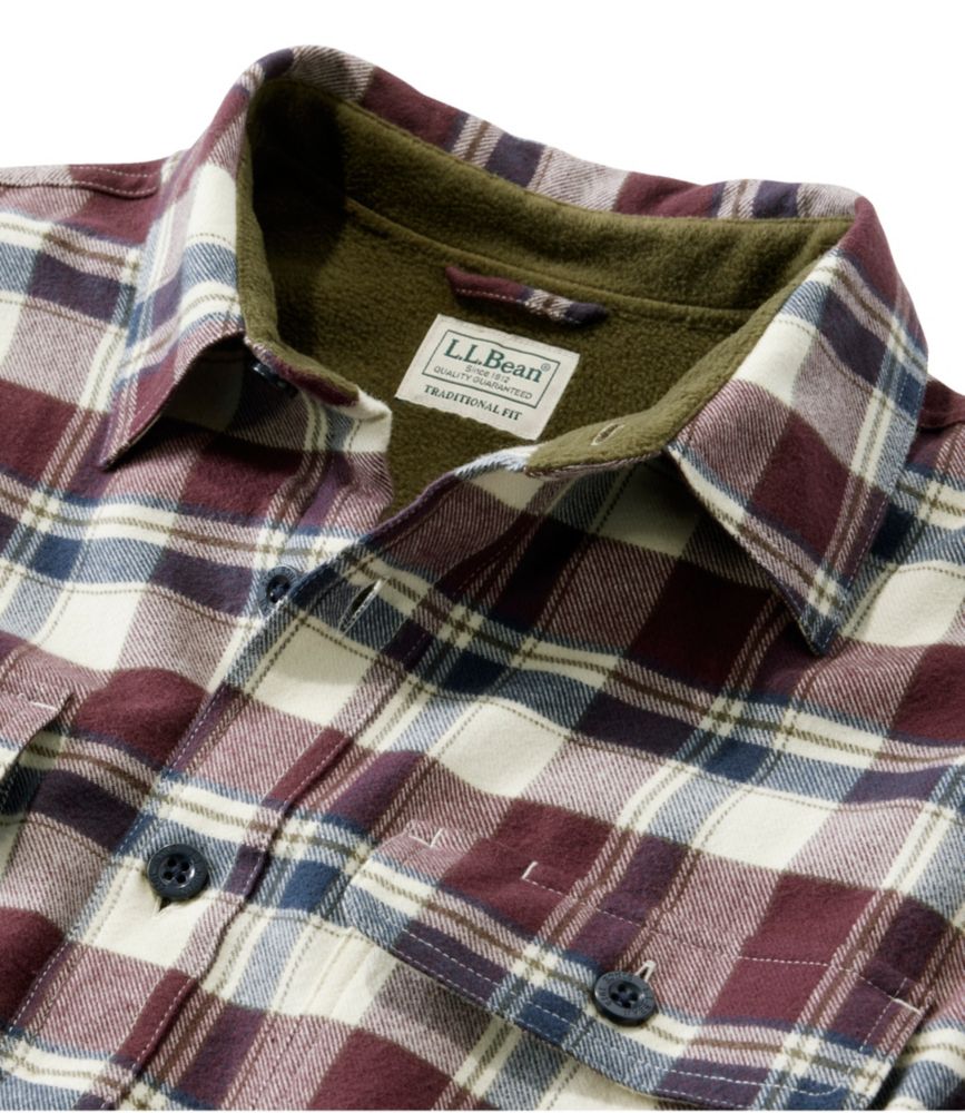 Men's Fleece-Lined Flannel Shirt, Traditional Fit, Dark Russet, small image number 6