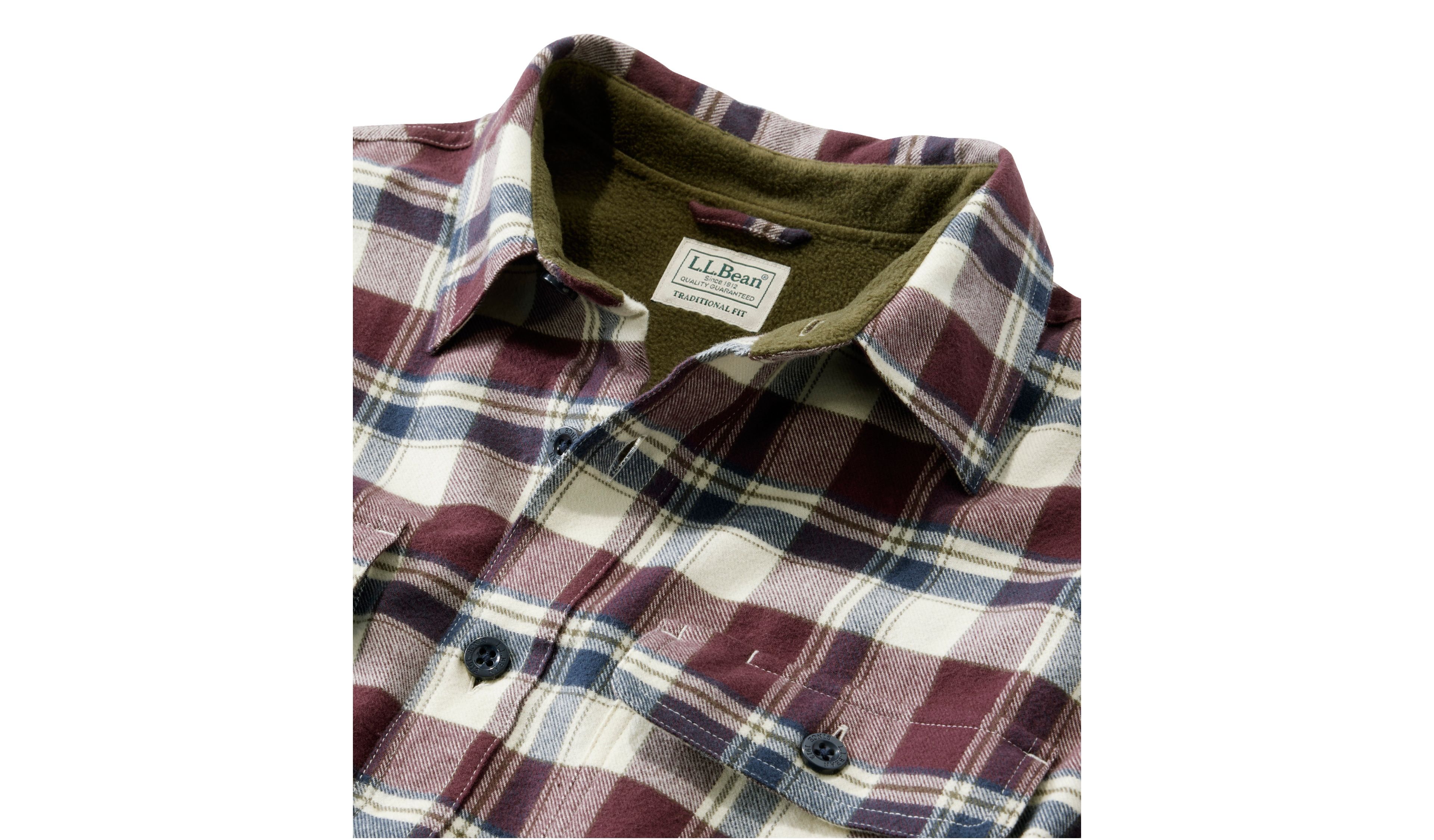 Men's Fleece-Lined Flannel Shirt, Traditional Fit