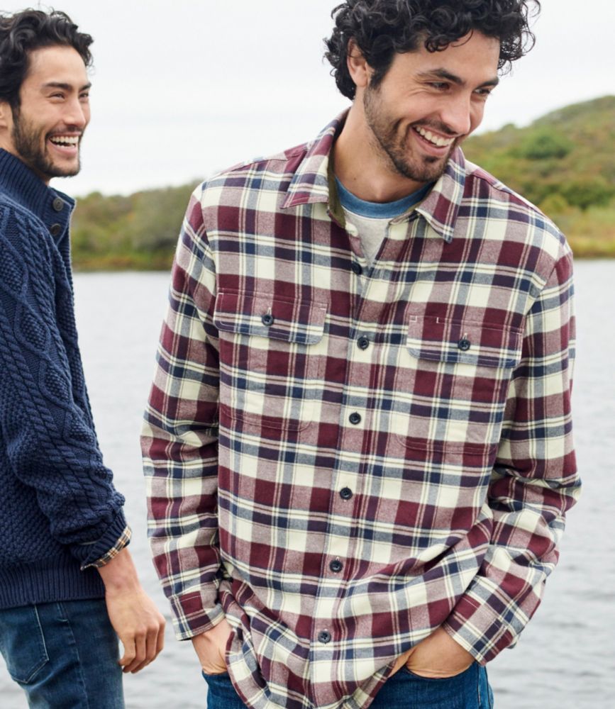 Men's Fleece-Lined Flannel Shirt, Traditional Fit, Plaid, Chalk Blue, small image number 11