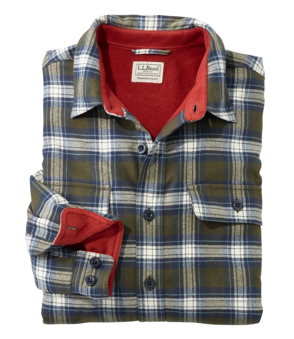 Men S Fleece Lined Flannel Shirt Traditional Fit