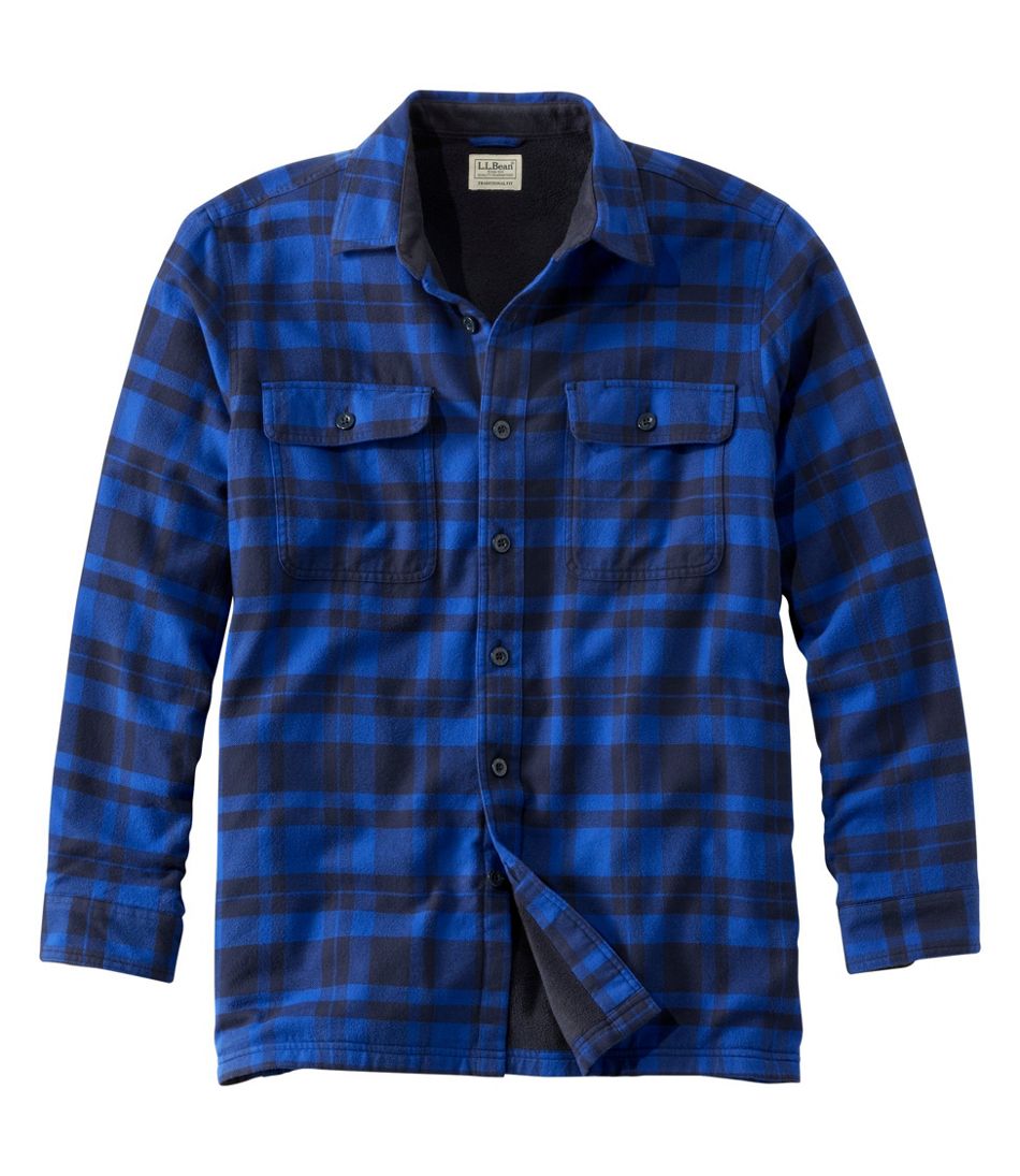 Men's Fleece-Lined Flannel Shirt, Traditional Fit | Casual Button-Down ...