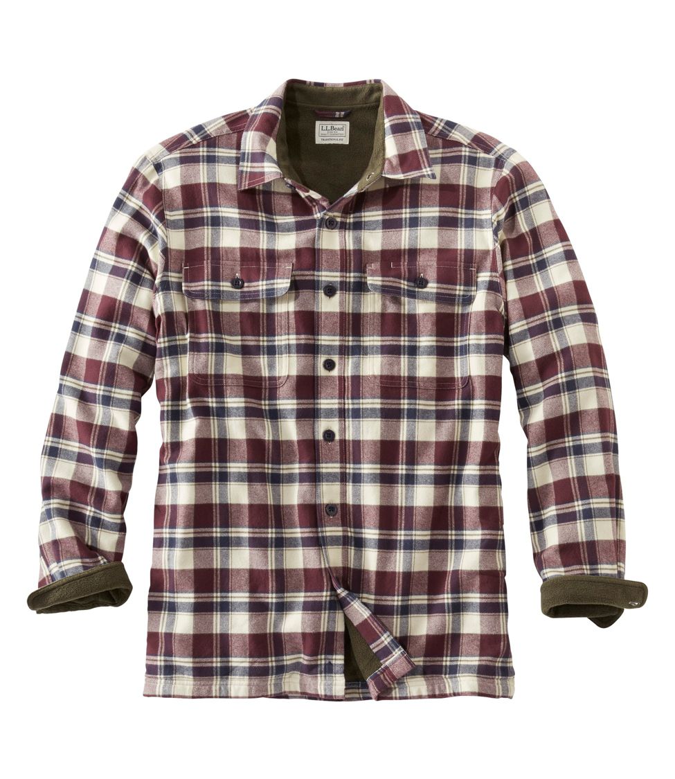 Men's Fleece-Lined Flannel Shirt, Traditional Fit