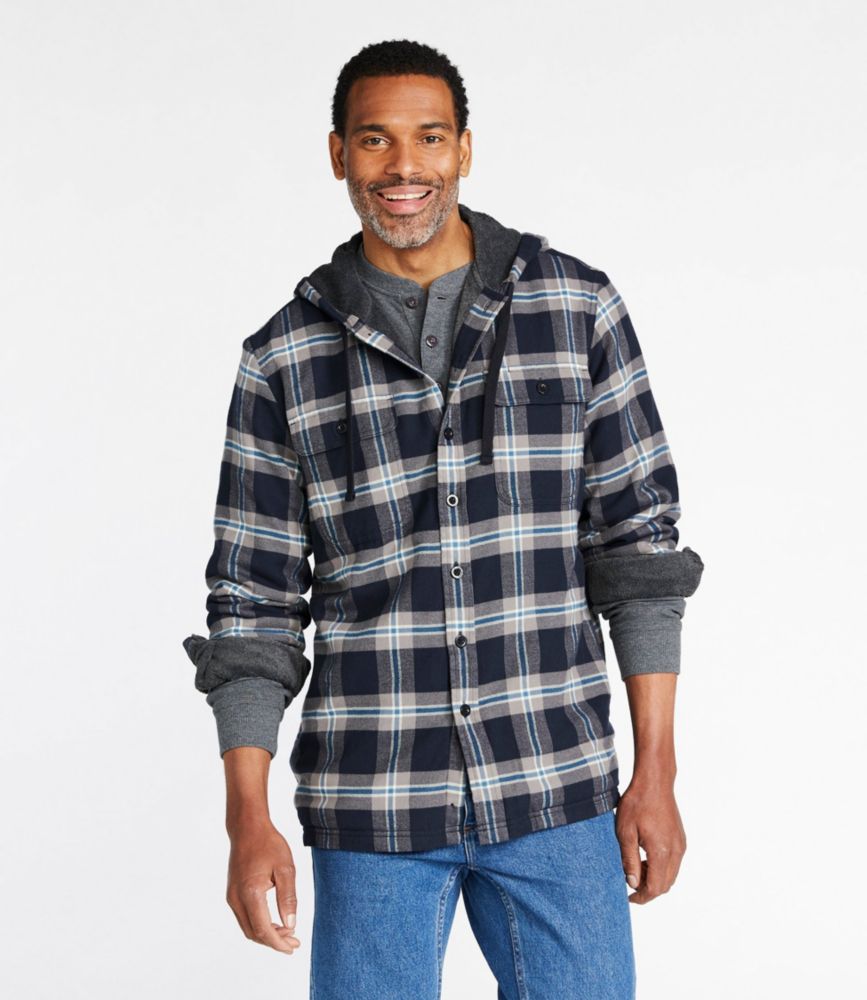 fleece lined flannel shirt with hood