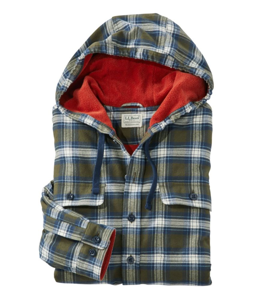 fleece lined flannel shirt with hood