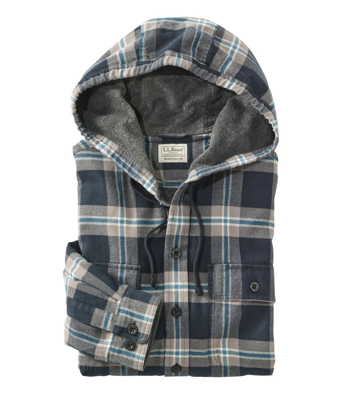 Men's Fleece-Lined Flannel Shirt, Traditional Fit, Hooded