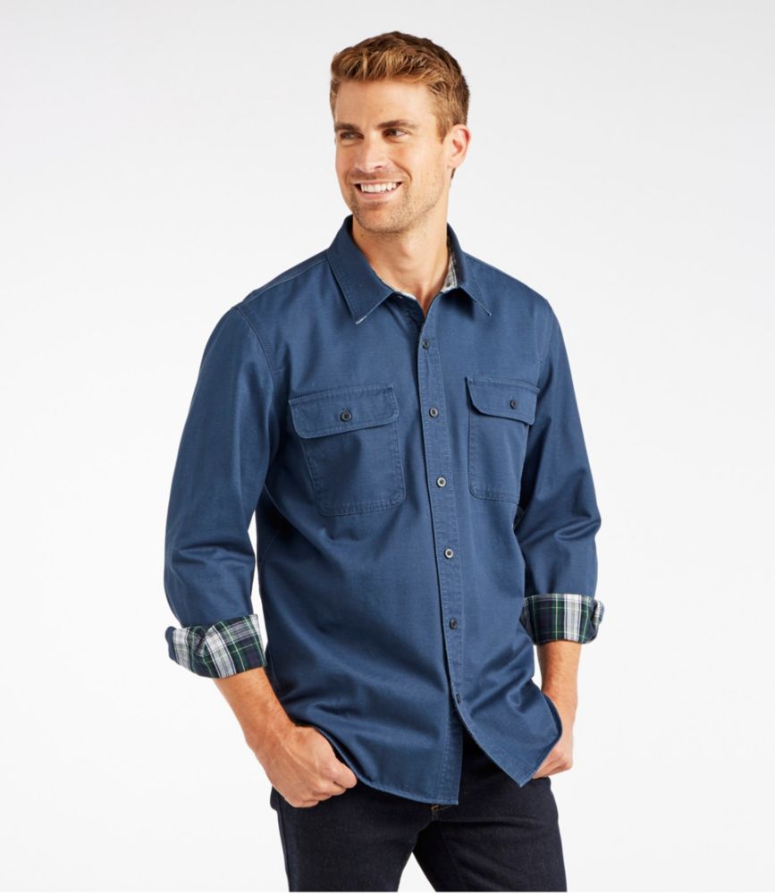 Men's Flannel-Lined Hurricane Shirt, Raven Blue, small image number 2