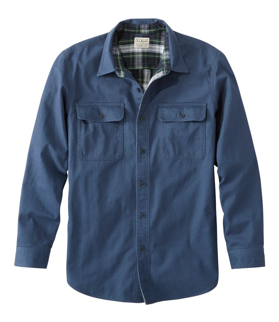 Men's Flannel-Lined Hurricane Shirt Raven Blue XXL, Flannel Cotton | L.L.Bean, Tall