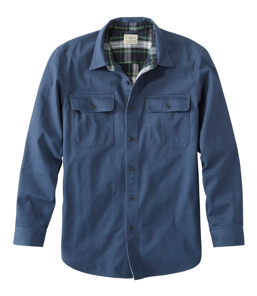 Men's Flannel-Lined Hurricane Shirt Raven Blue XXL, Flannel Cotton | L.L.Bean, Regular