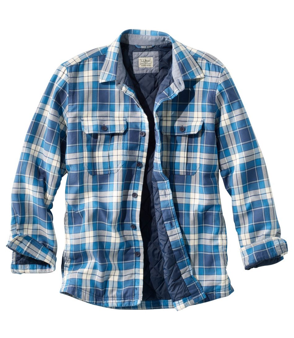 Men's PrimaLoft-Lined Shirt Jac Slightly Fitted Plaid | Shirt-Jackets ...