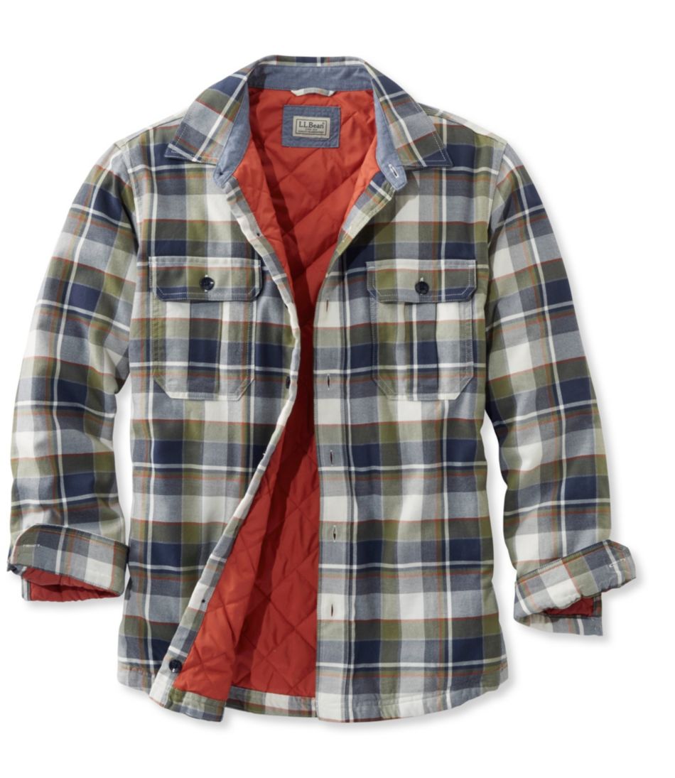 Men's PrimaLoft-Lined Shirt-Jac, Slightly Fitted Plaid