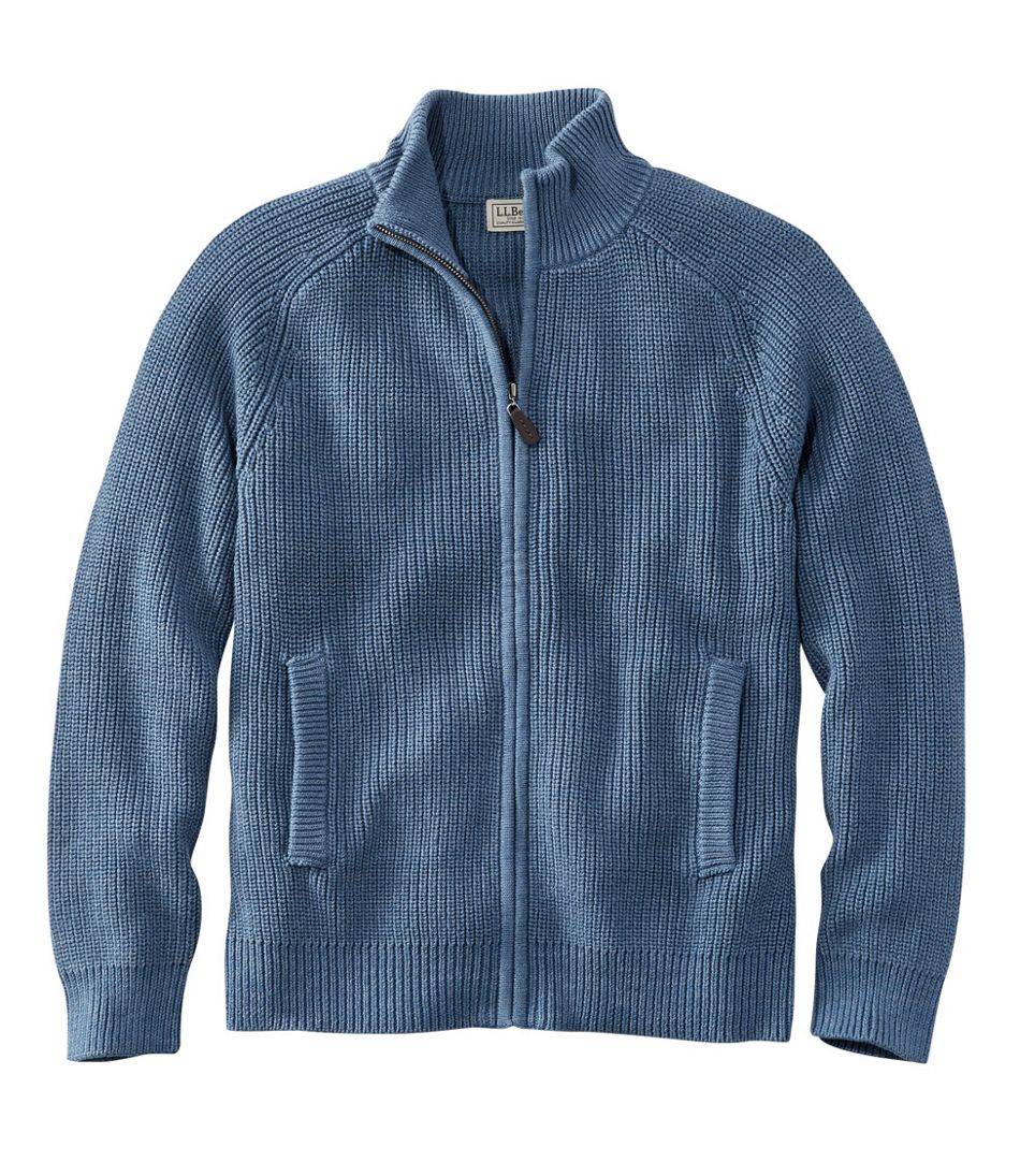 Men's Blue Jean Sweater, Full Zip