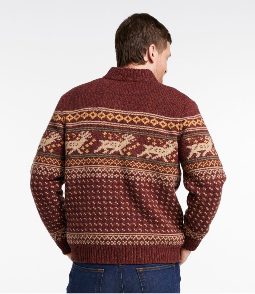 Men's L.L.Bean Classic Ragg Wool Fair Isle Henley Sweater, Deepest Brown, small image number 3