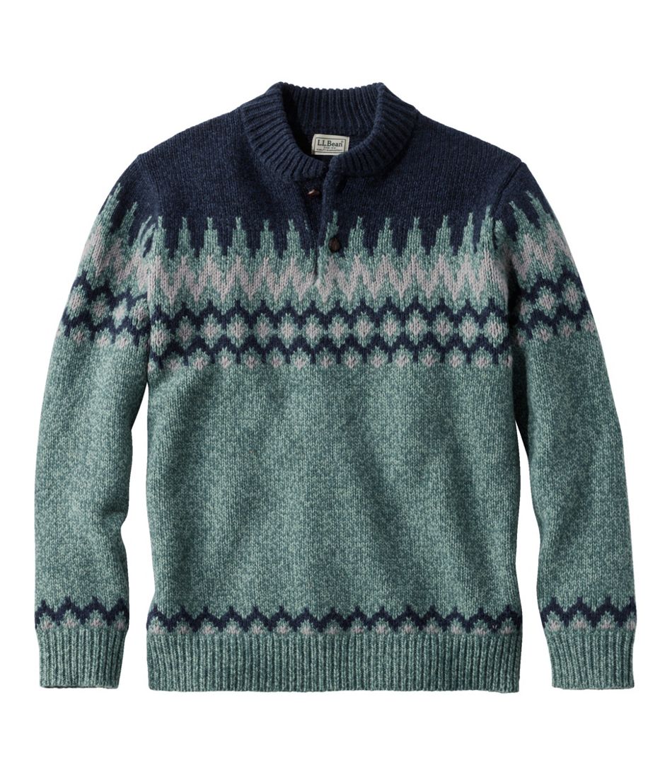 Men's L.L.Bean Classic Ragg Wool Fair Isle Henley Sweater | Sweaters at ...