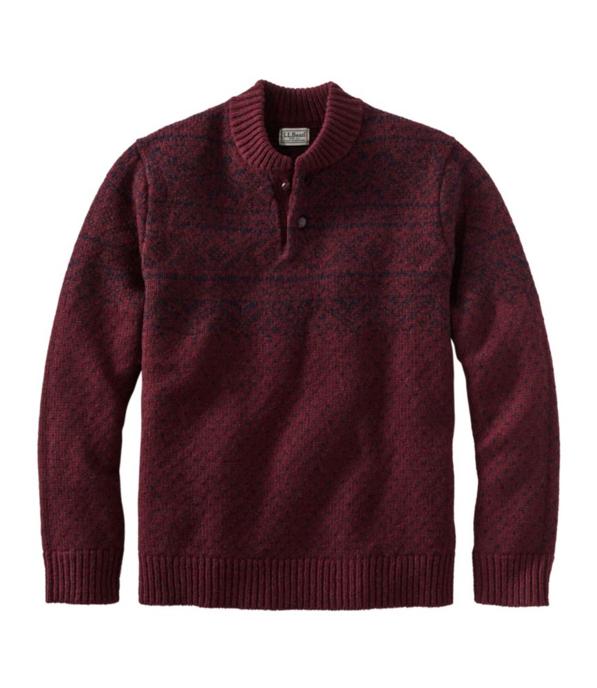 Men's L.L.Bean Classic Ragg Wool Fair Isle Henley Sweater, Deepest Brown, small image number 1