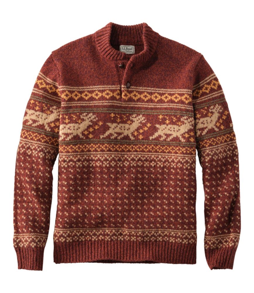 Men s L.L.Bean Classic Ragg Wool Fair Isle Henley Sweater