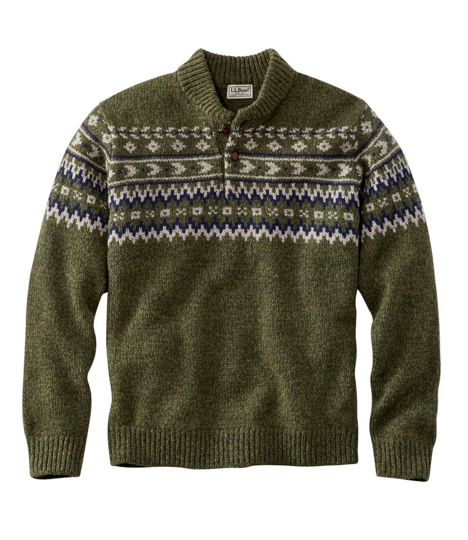 L.L.Bean Classic Ragg Wool Fair Isle Henley Sweater