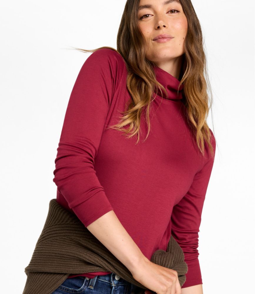Women's Pima Cotton Turtleneck, Long-Sleeve Front