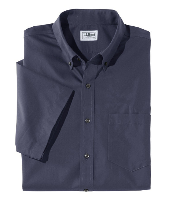Wrinkle-Free Poplin Shirt, Short-Sleeve, Bright Navy, largeimage number 0