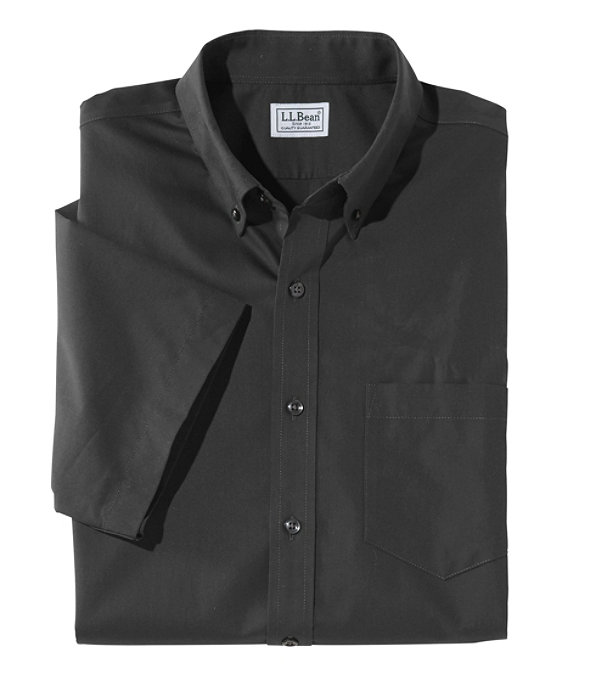 Wrinkle-Free Poplin Shirt, Short-Sleeve, Classic Black, largeimage number 0