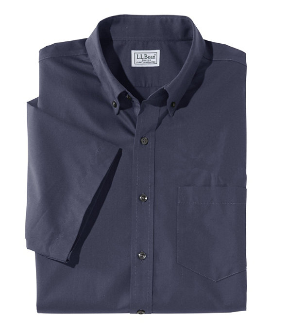 Wrinkle-Free Poplin Shirt, Short-Sleeve, Bright Navy, large image number 0