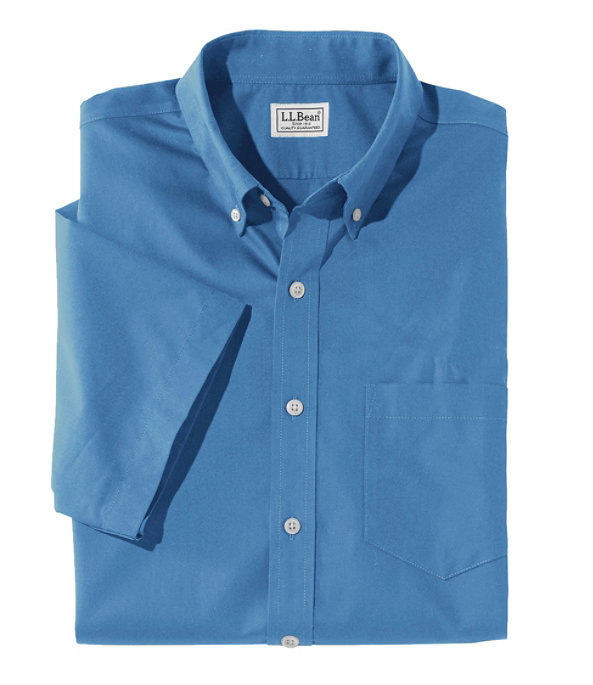Wrinkle-Free Poplin Shirt, Short-Sleeve, Atlantic Blue, large image number 0
