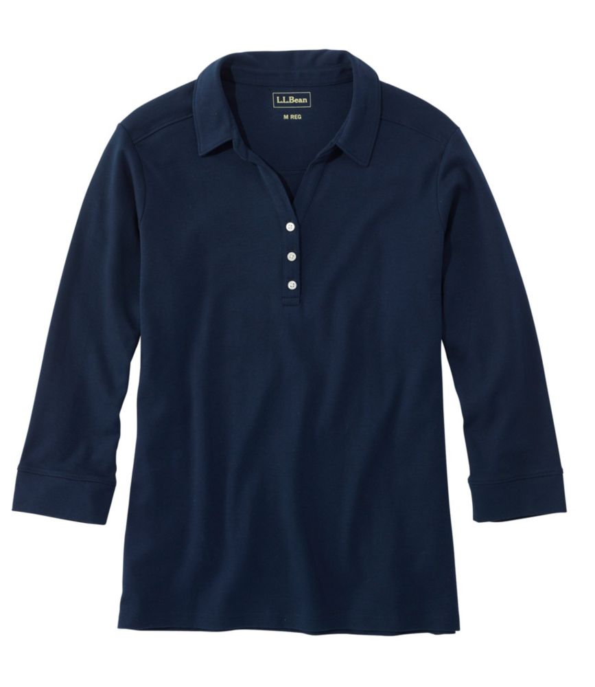 Women's L.L.Bean ThreeQuarterSleeve Interlock Polo Shirts & Tops at