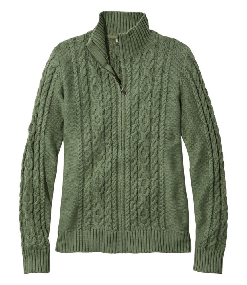 Women's Double L MixedCable Sweater, ZipFront Cardigan Sweaters at