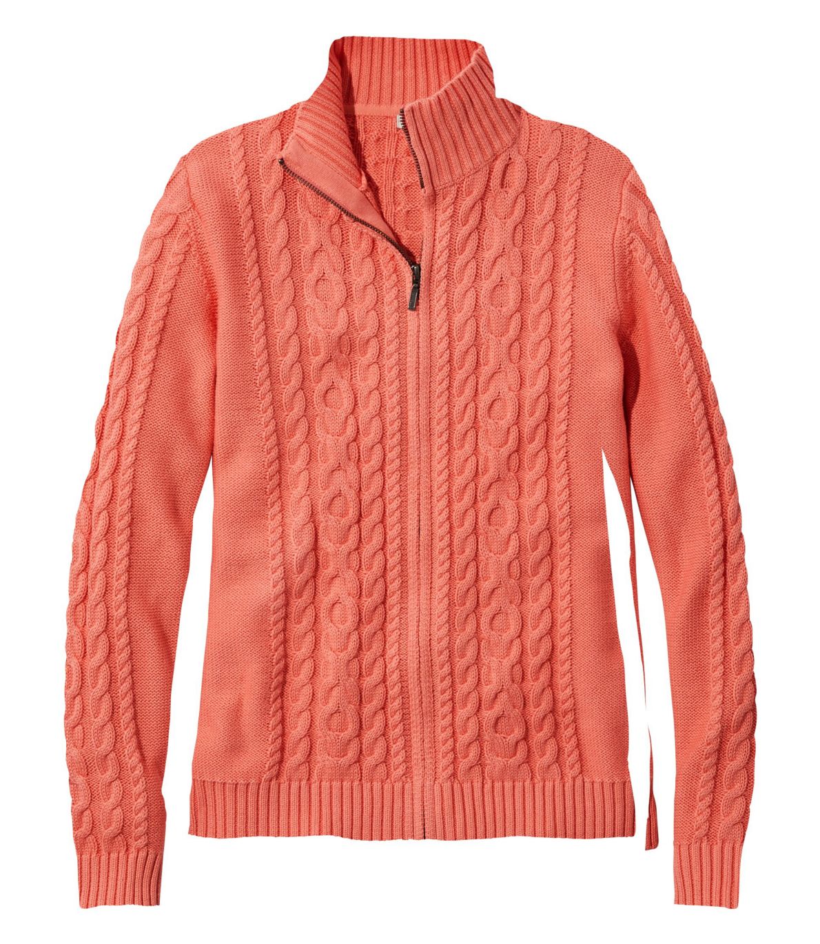 Women's Double L® Mixed-Cable Sweater, Zip-Front Cardigan