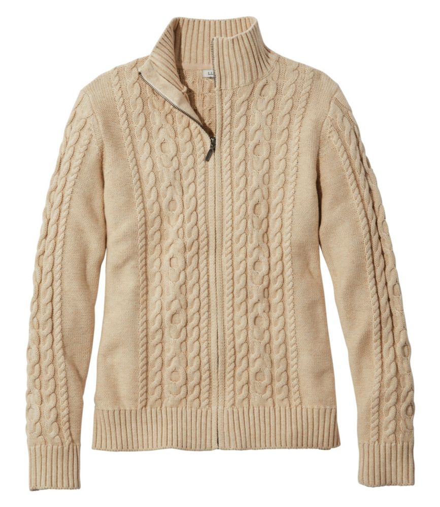 Women's Double L MixedCable Sweater, ZipFront Cardigan Sweaters at