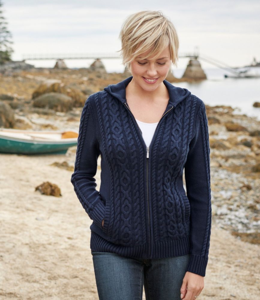 cable knit zip front cardigan