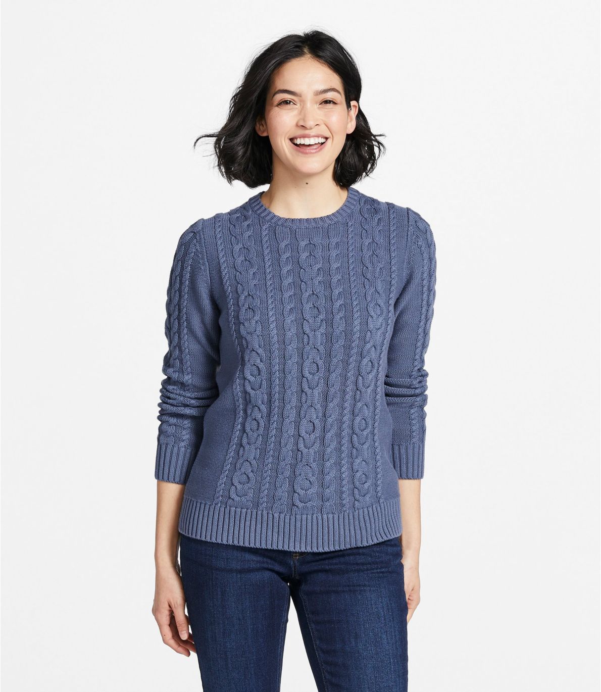 Women's Double L® Mixed-Cable Sweater, Crewneck