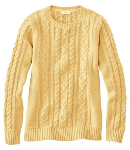 Women's Double L Mixed-Cable Sweater, Crewneck