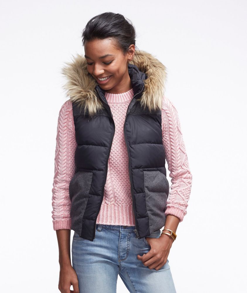 long hooded puffer vest