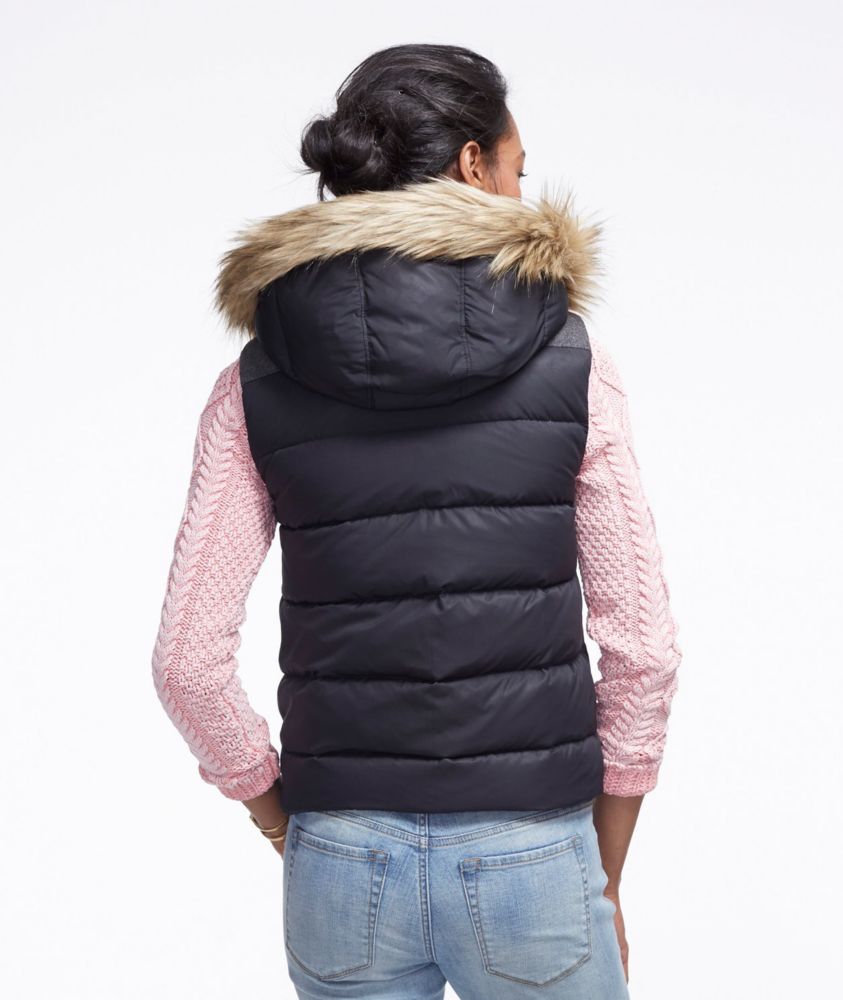 women's puffer vest with fur hood