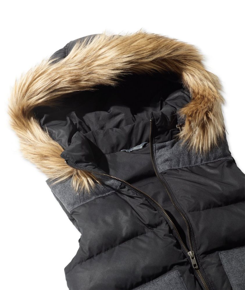 women's down vest with fur hood