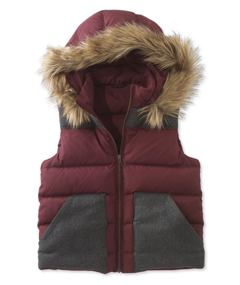 women's down vest with fur hood