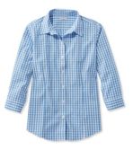 Wrinkle-Free Pinpoint Oxford Shirt, Three-Quarter Sleeve Slightly Fitted Gingham