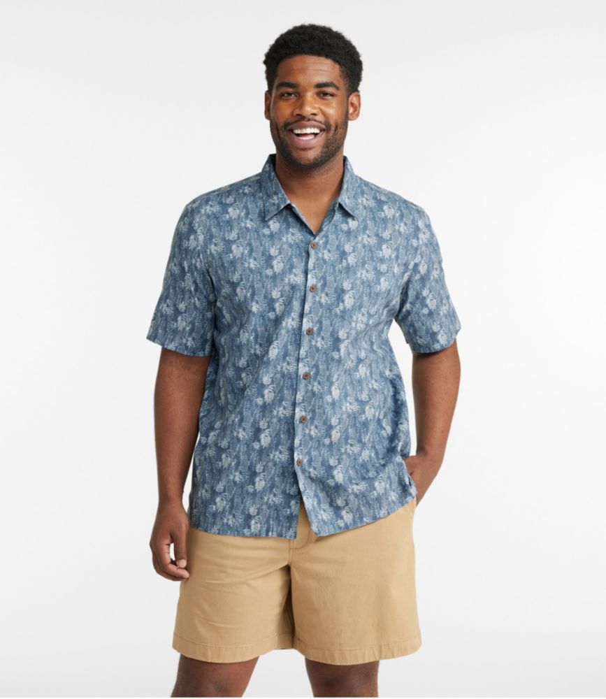 Men's Tropics Shirt, Short-Sleeve Print, Carbon Navy Tropical, small image number 4