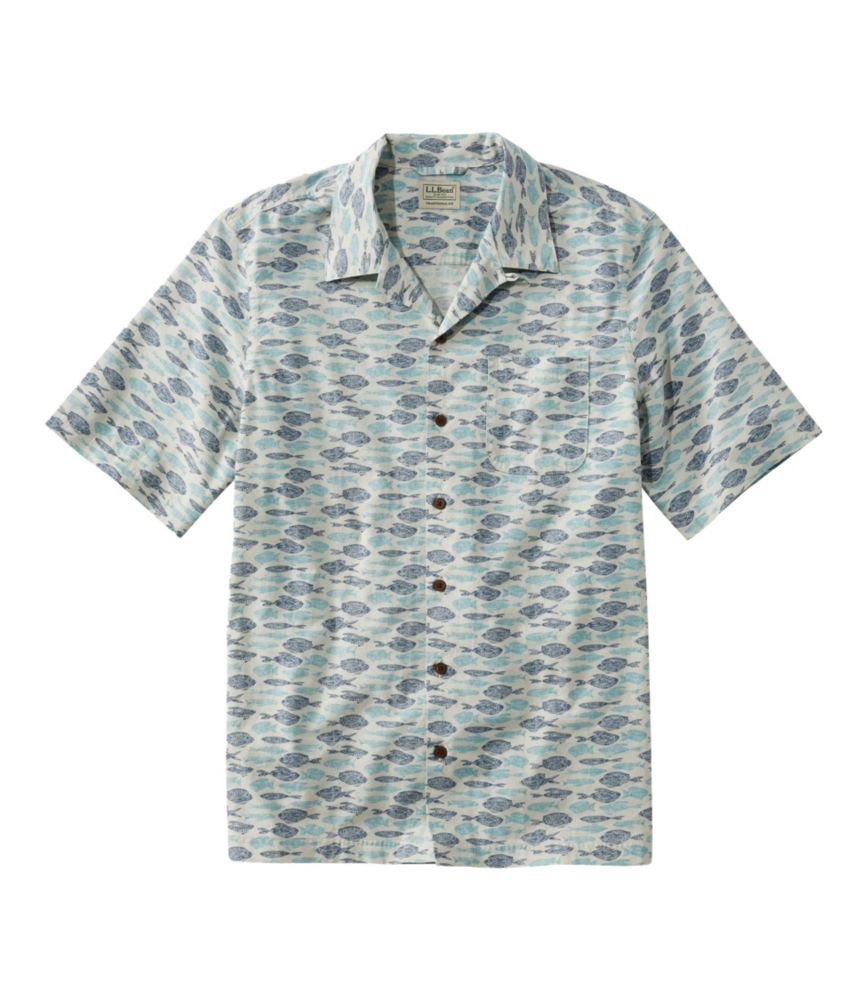 Men's Tropics Shirt, Short-Sleeve Print, Silver Birch Fish, small image number 1