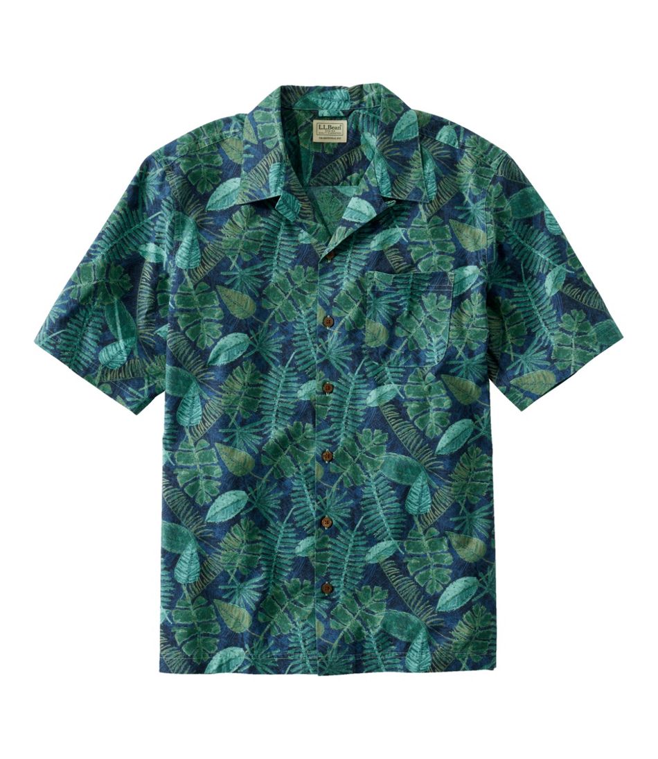 Men's Tropics Shirt, Short-Sleeve Print Carbon Navy Tropical Small, Cotton | L.L.Bean