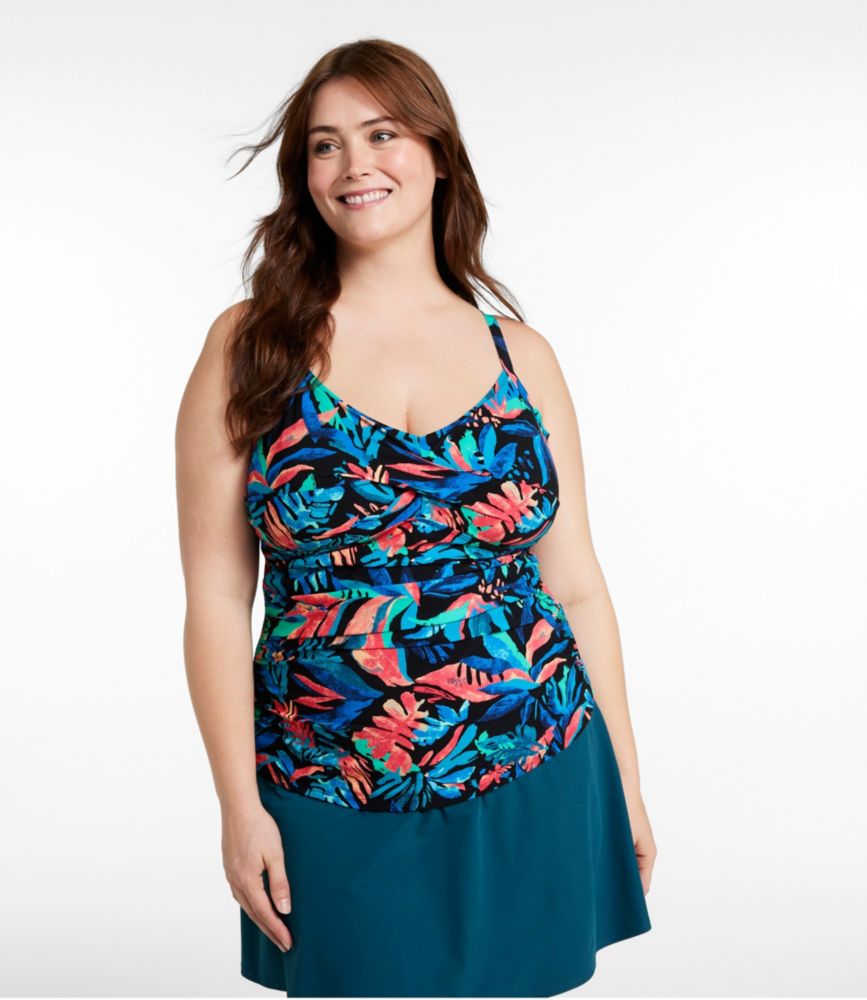 Women's Shaping Swimwear, Tankini Top Print, Deepwater Blue Floral, small image number 3