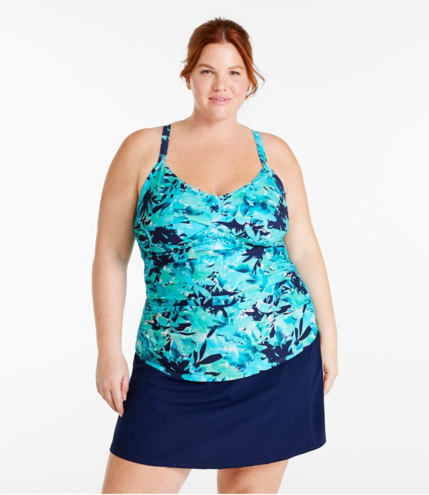 Women's Shaping Swimwear, Tankini Top Print, Deepwater Blue Floral, small image number 1