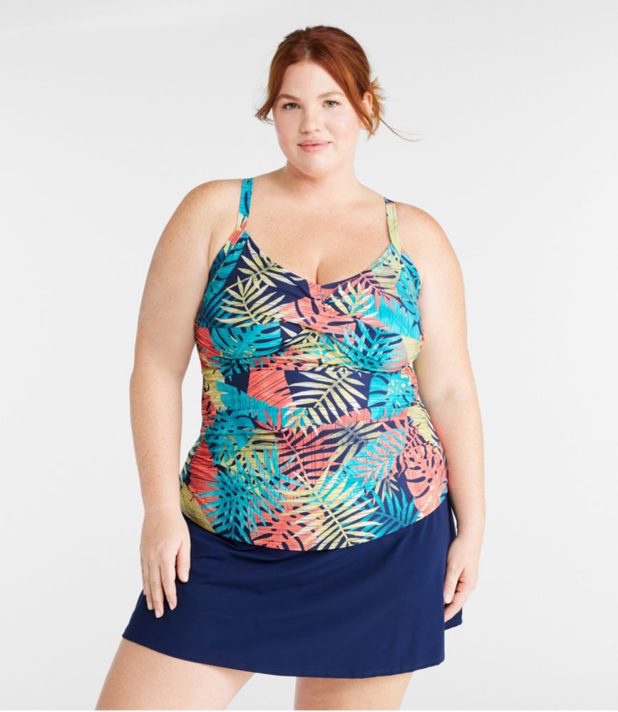 Women's Shaping Swimwear, Tankini Top Print, Deepwater Blue Floral, small image number 2