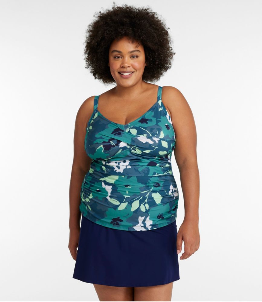 Women's Shaping Swimwear, Tankini Top Print, Deepwater Blue Floral, small image number 2