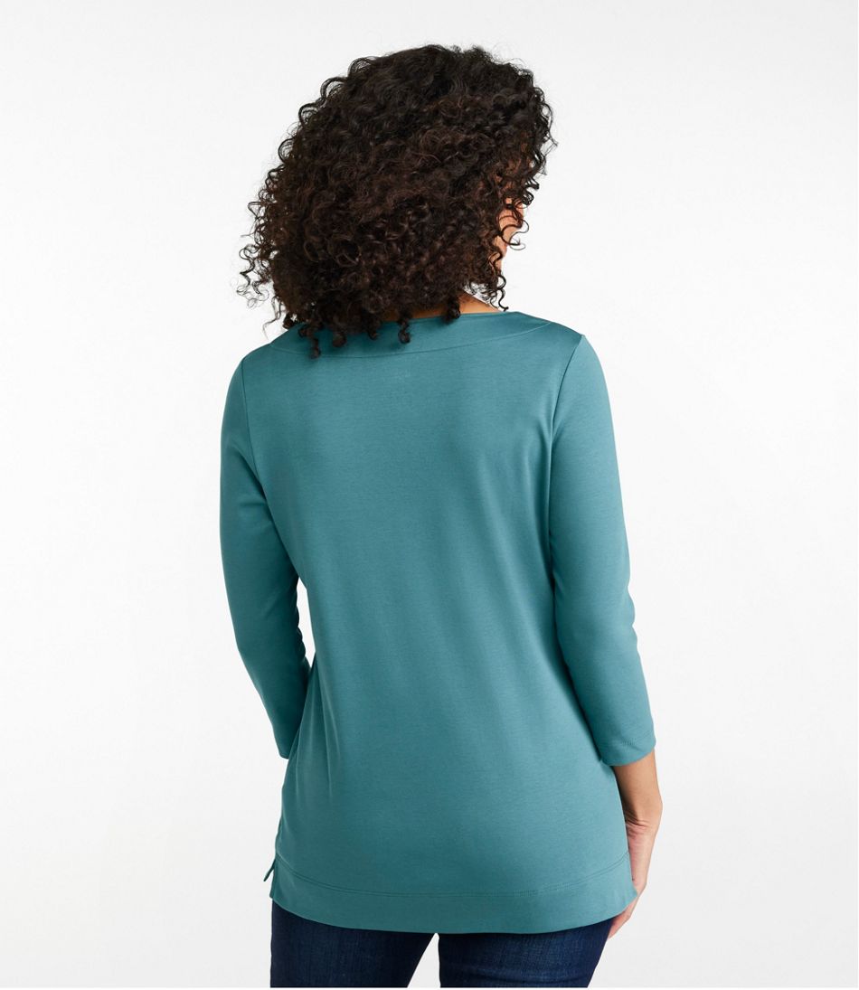 Women's Pima Cotton Tunic, Three-Quarter-Sleeve Splitneck | & Tops at L.L.Bean