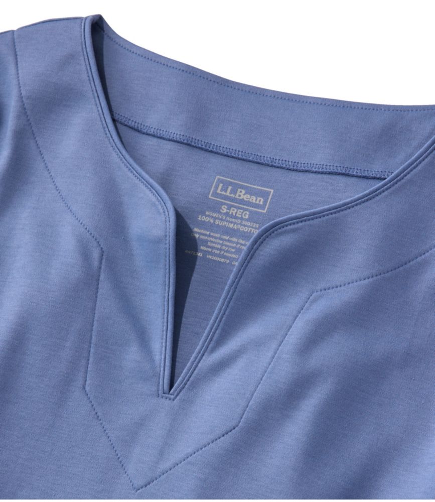 Women's Pima Cotton Tunic, Three-Quarter-Sleeve Splitneck