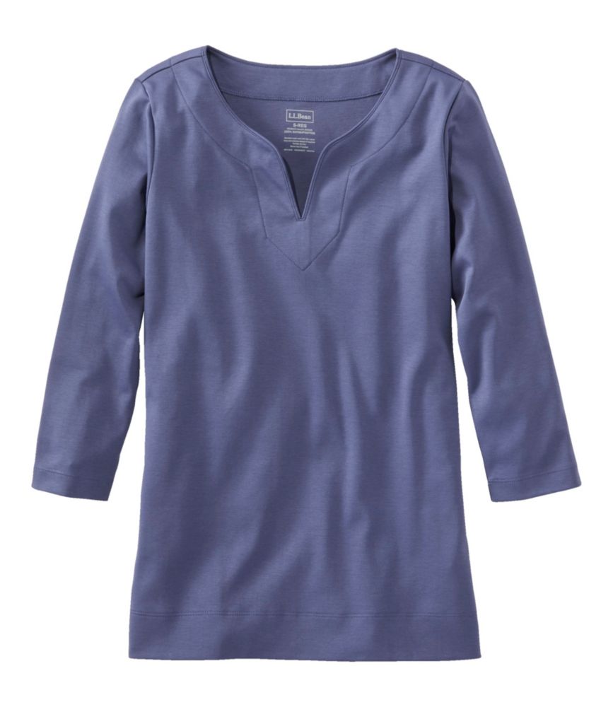 Tunique en coton Pima pour femme, imprimé à col fendu et