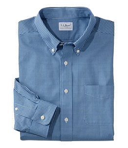 Men's Wrinkle-Free Pinpoint Oxford Shirt, Slightly Fitted Tattersall