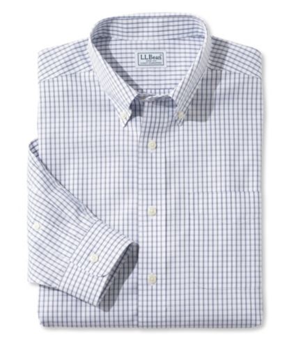 Men's Wrinkle-Free Pinpoint Oxford Shirt, Slightly Fitted Tattersall ...